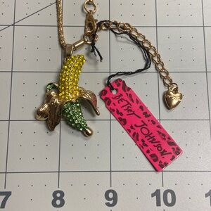 Rhinestone Banana Betsey Johnson Pendant 23” Chain #17